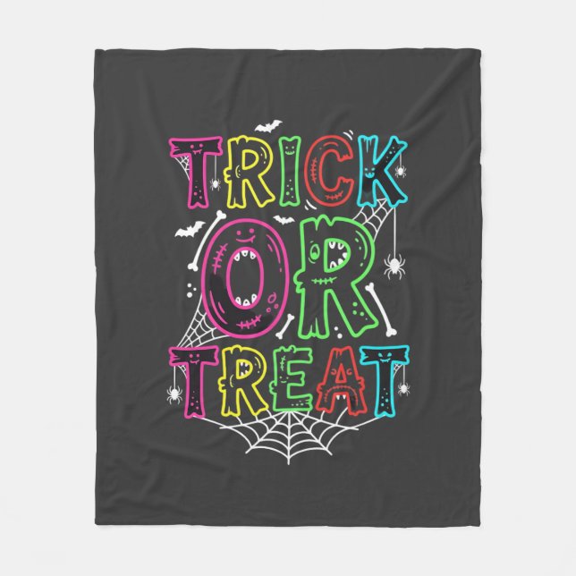 Couverture Polaire Conception de toile d'araignée Halloween Trick or  (Devant)