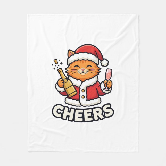 Couverture Polaire Conception de vecteur de chat de Noël Cheers (Devant)