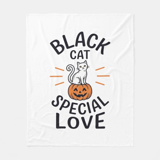 Couverture Polaire Conception de vecteur de chat noir d'amour spécial (Devant)