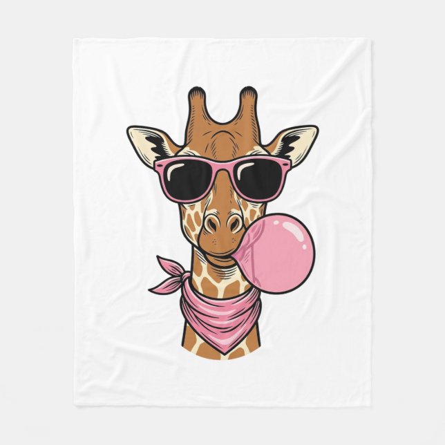 Couverture Polaire Conception de vecteur de chewing-gum girafe gravur (Devant)
