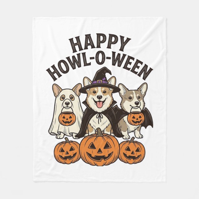 Couverture Polaire Conception de vecteur de chien de Halloween de Cor (Devant)