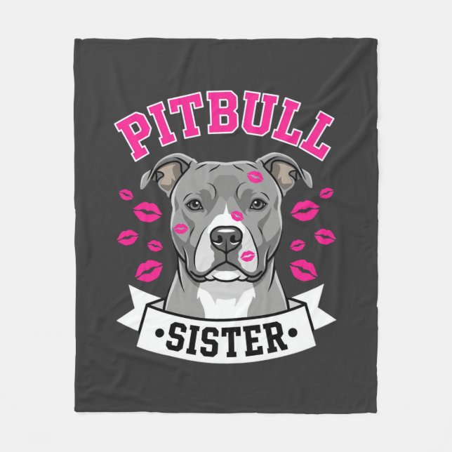 Couverture Polaire Conception de vecteur de sœur de Pitbull amoureuse (Devant)