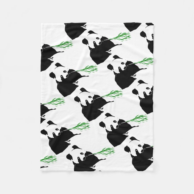 Couverture Polaire Conception d'ours panda. (Devant)