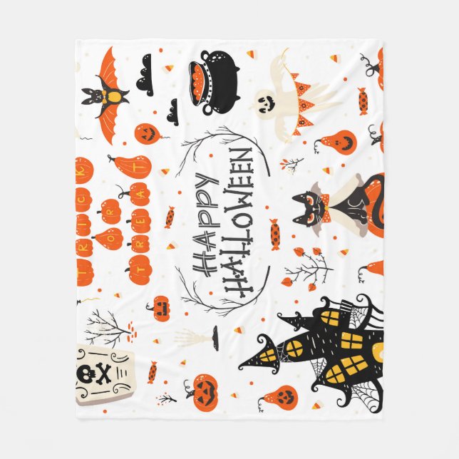 Couverture Polaire Conception d'un jeu Vintage d'éléments Halloween (Devant)