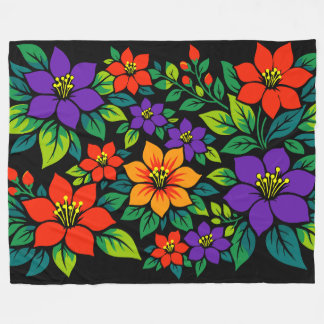 Couverture Polaire Conception florale vibrante avec des fleurs coloré