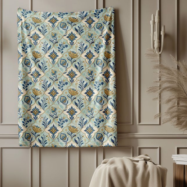 Couverture Polaire Conception géométrique traditionnelle méditerranée (Vintage Mediterranean Traditional Geometric Design Fleece Blanket)