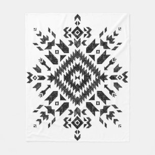 Couverture Polaire Conception tribale : Noir Blanc Dessiné À La Main