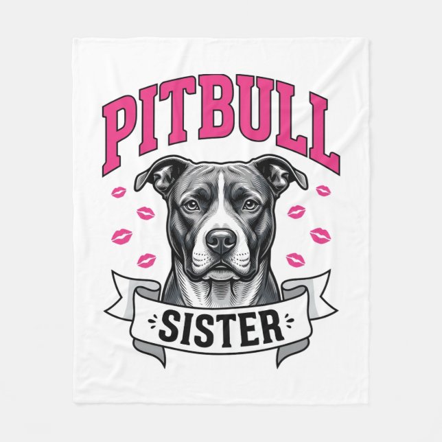 Couverture Polaire Conception vectorielle de sœur Pitbull amateur de  (Devant)