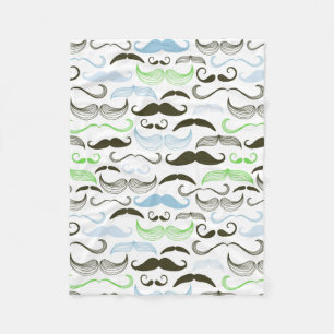 Couverture Polaire Conception verte, bleue et noire de moustache