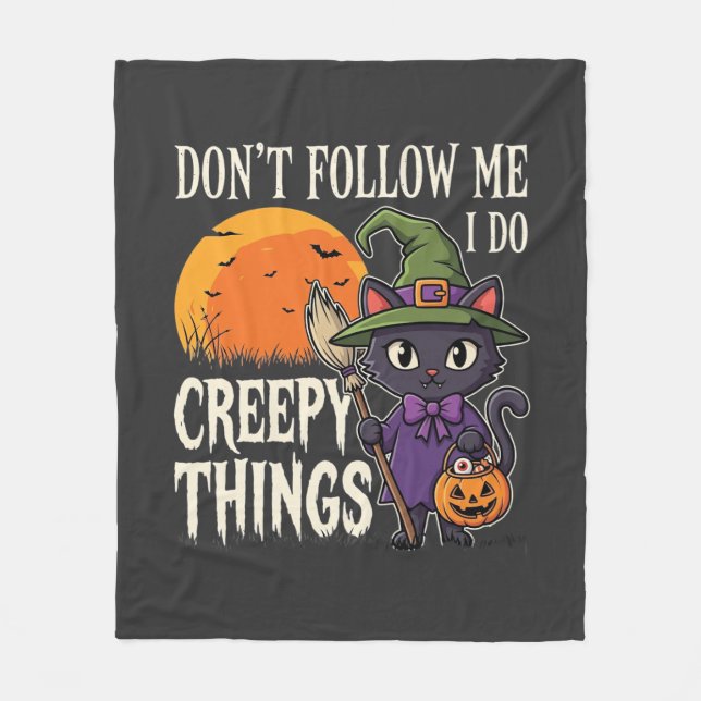 Couverture Polaire Conceptions de chat de sorcière d'Halloween de cho (Devant)