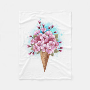 Couverture Polaire Cône rose Sakura crème glacée gaufre