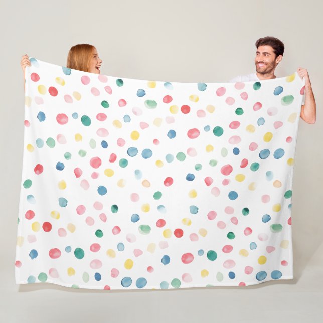 Couverture Polaire Confettis Points Colorés  (En situation)