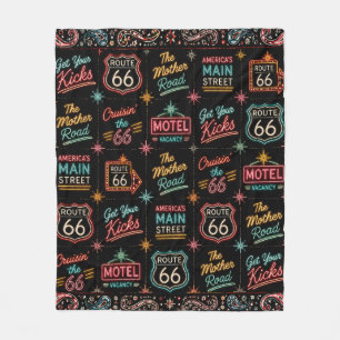 Couverture Polaire Confort de la Route 66 Neon Road Trip