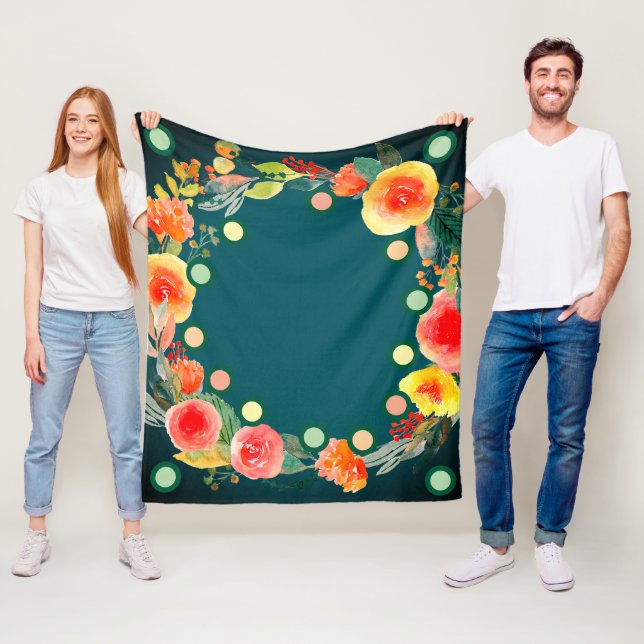 Couverture Polaire Confort fleuri charmant forme ronde impression de  (En situation)