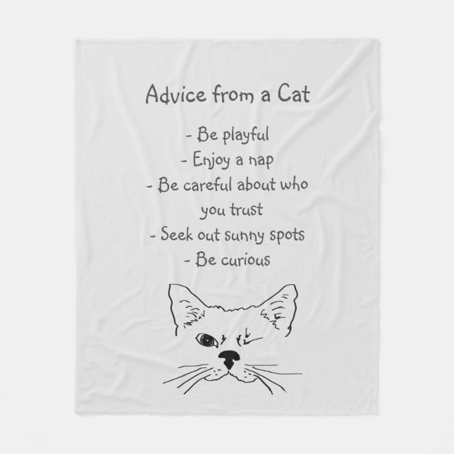 Couverture Polaire Conseils de Winking Cat amusant Humour animal (Devant)