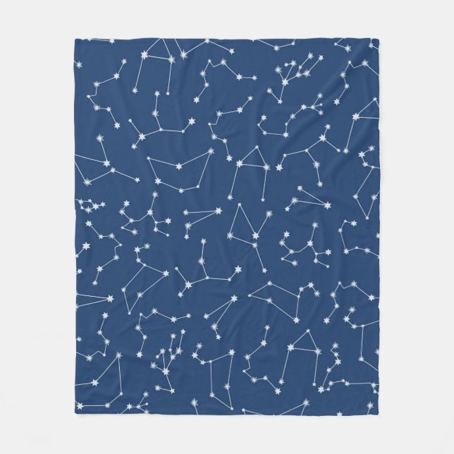 Couverture Polaire Constellations blanches sans couture sur fond bleu (Devant)