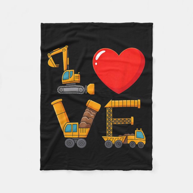 Couverture Polaire Construction Valentine Love Spelled With Trucks Ex (Devant)