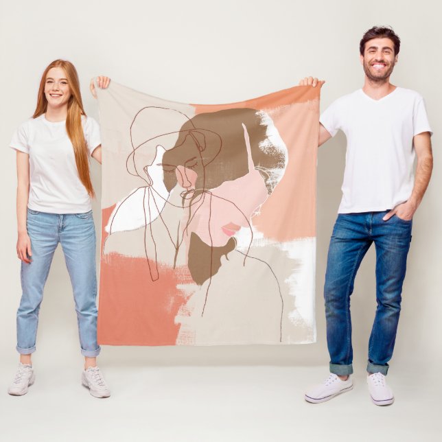Couverture Polaire Contour peint Portrait féminin (En situation)