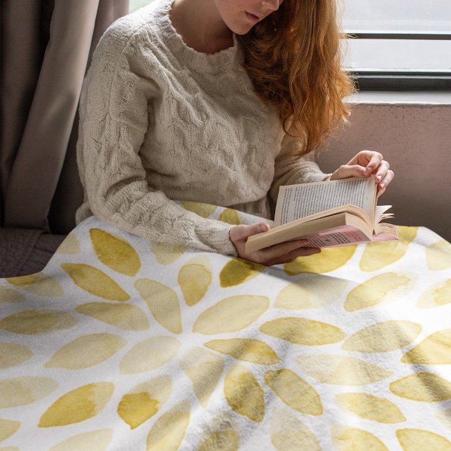 Couverture Polaire Contours de brosse jaune aquarelle (Créateur téléchargé)