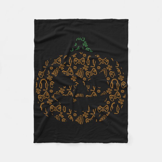 Couverture Polaire Contrôleur de jeu vidéo Citrouille Halloween Costu (Devant)