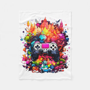 Couverture Polaire Contrôleur de jeu vidéo coloré Tie Dye Cool Gamer