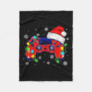 Couverture Polaire Contrôleur de jeu vidéo de Noël Santa Hat Gamer Bo