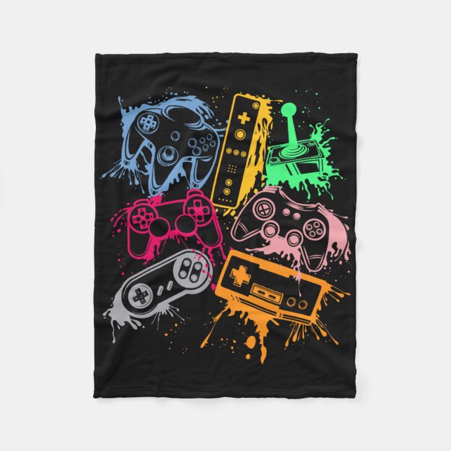 Couverture Polaire Contrôleurs de console de jeu vidéo Retro 80's 90' (Devant)
