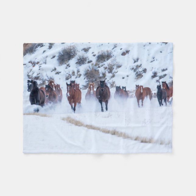 Couverture Polaire Convoi de chevaux Cowboy | Ranch Hideout, Shell, W (Devant (Horizontal))