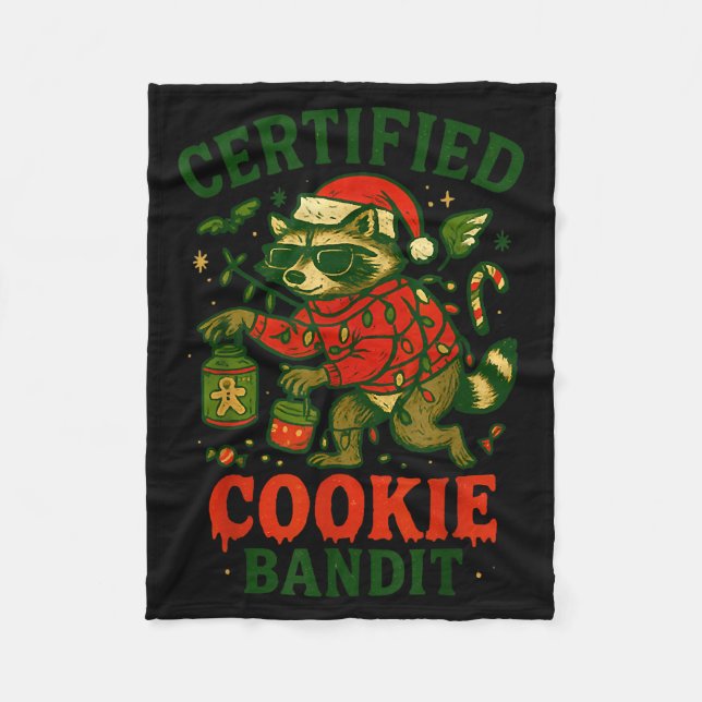 Couverture Polaire Cookie Bandit Certifié, Funny Christmas Lights Ra (Devant)