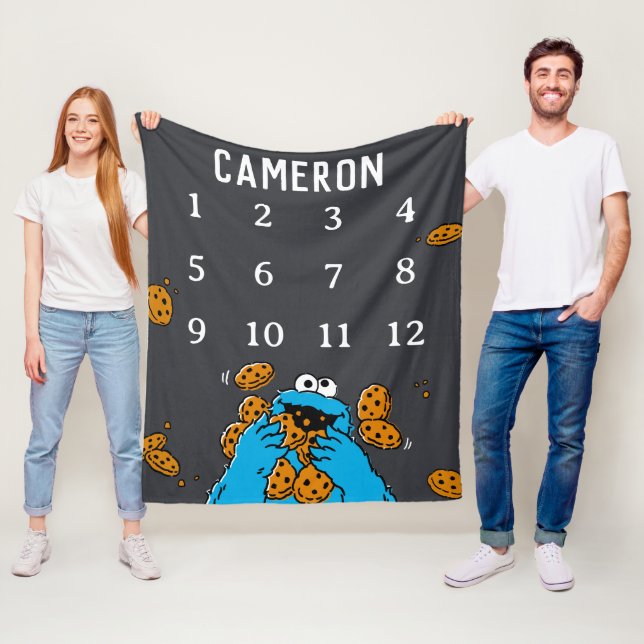 Couverture Polaire Cookie Monster Chalkboard Baby Milestone (En situation)