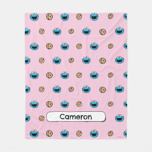 Couverture Polaire Cookie Monster et Cookies motif rose