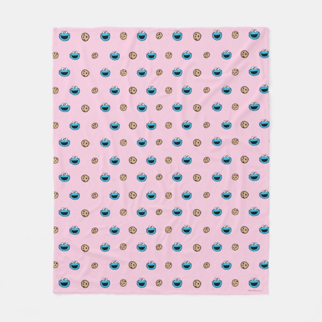 Couverture Polaire Cookie Monster et Cookies motif rose (Devant)