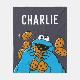Couverture Polaire Cookie Monster mangeant tous les cookies