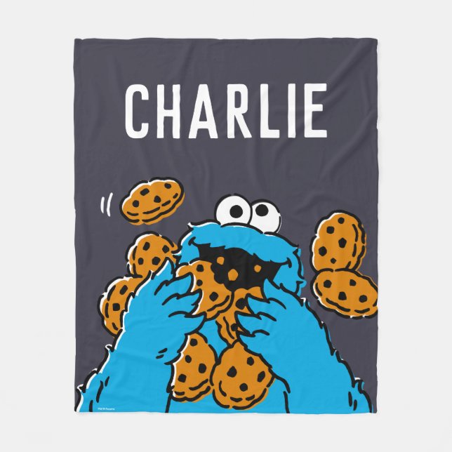 Couverture Polaire Cookie Monster mangeant tous les cookies (Devant)