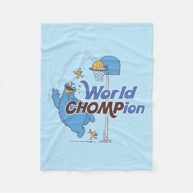 Couverture Polaire Cookie Monster | Tirer sur des cerceaux de basket- (Devant)