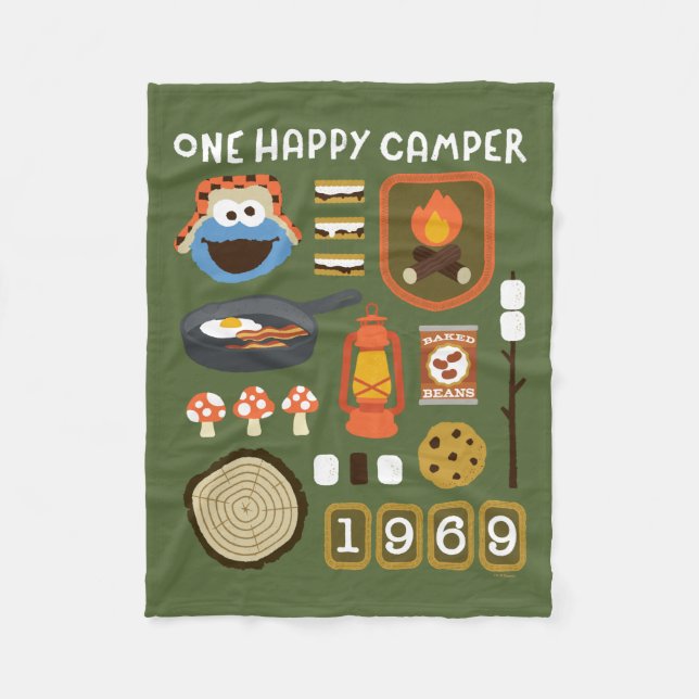 Couverture Polaire Cookie Monster | Un Camper Heureux (Devant)