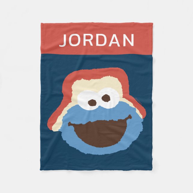 Couverture Polaire Cookie Monster Woodland Face | Ajouter Votre Nom (Devant)