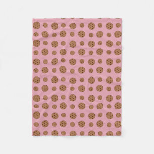 Couverture Polaire Cookies de puce chocolat rose clair motif