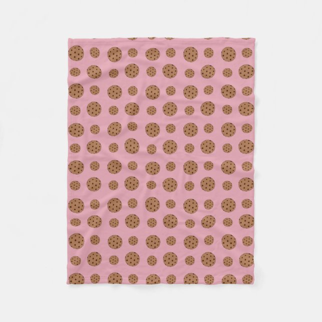 Couverture Polaire Cookies de puce chocolat rose clair motif (Devant)