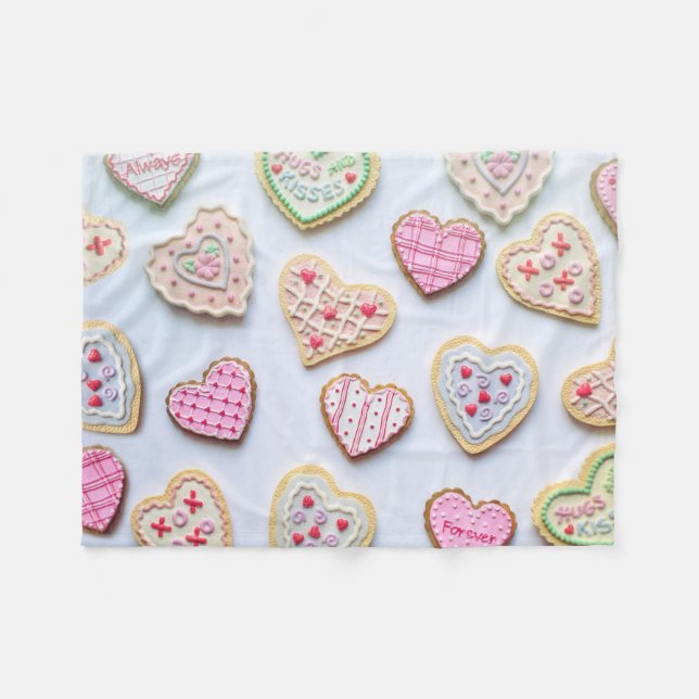Couverture Polaire Cookies en forme de cœur pour la Saint-Valentin   (Devant (Horizontal))