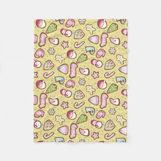 Couverture Polaire Cookies Noël Jaune (Devant)