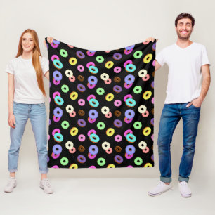 Couverture Polaire Cool amusant beignets colorés motif noir