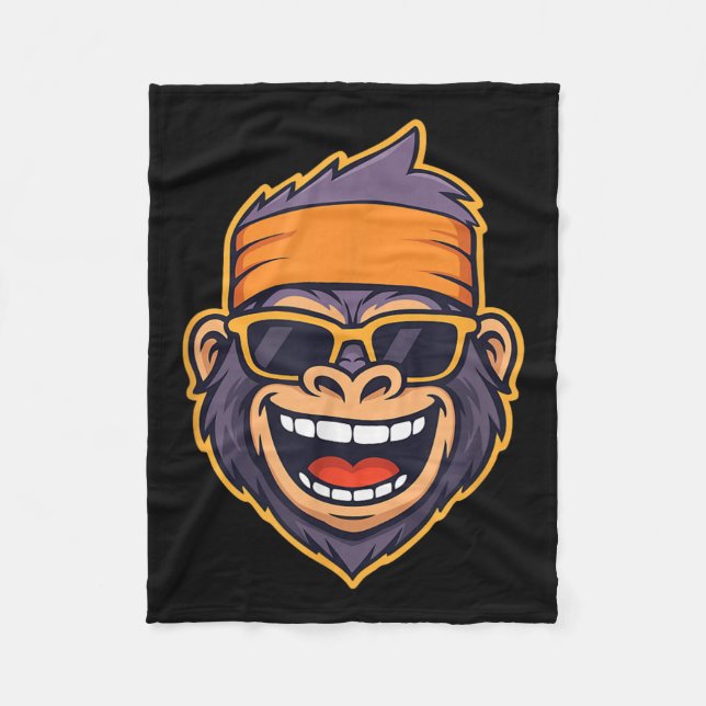 Couverture Polaire Cool Ape Gorilla Head Funky Monkey Retro Bandana C (Devant)