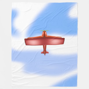 Couverture Polaire Cool Aventurier Flying Red Biplane Fleece Blanche