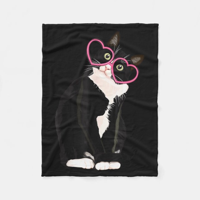 Couverture Polaire Cool Black Cat Kitten Red Heart Gles Happy Valenti (Devant)