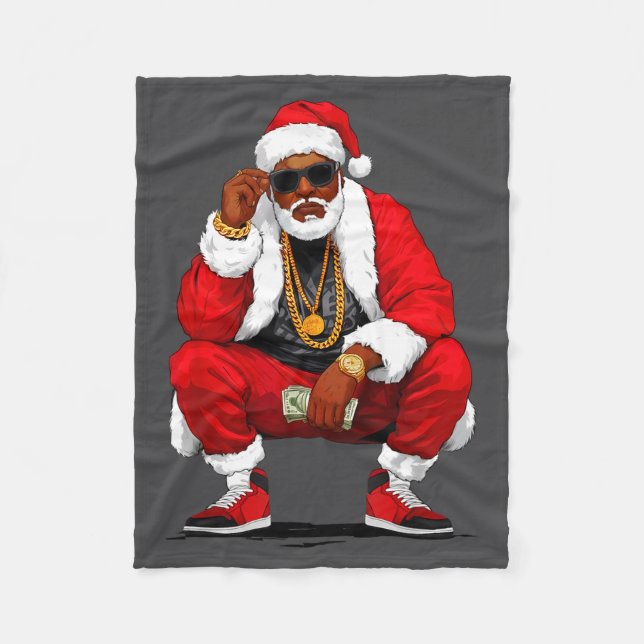 Couverture Polaire Cool Black Man Santa Claus Christmas African Ameri (Devant)