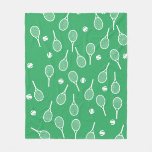 Couverture Polaire Cool Blanc Retro Raquettes de Tennis Motif Vert
