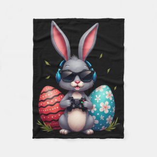 Couverture Polaire Cool Bunny With Sungl And Video Games Decor Easter