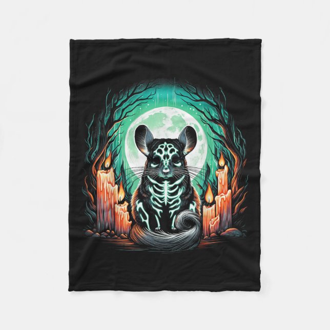 Couverture Polaire Cool Chinchilla Skeleton Halloween Christmas Birth (Devant)
