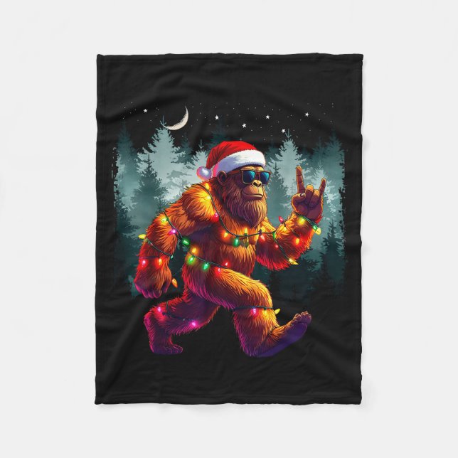 Couverture Polaire Cool Devil Horns Sasquatch Holiday Lights Christma (Devant)